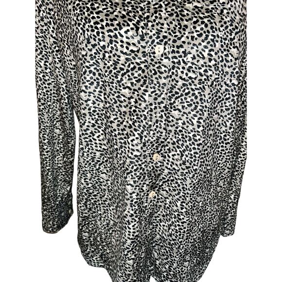Tyler Boe Women's S Leopard Print Button Up Top Long Sleeve Faux‎ Suede - Picture 3 of 12